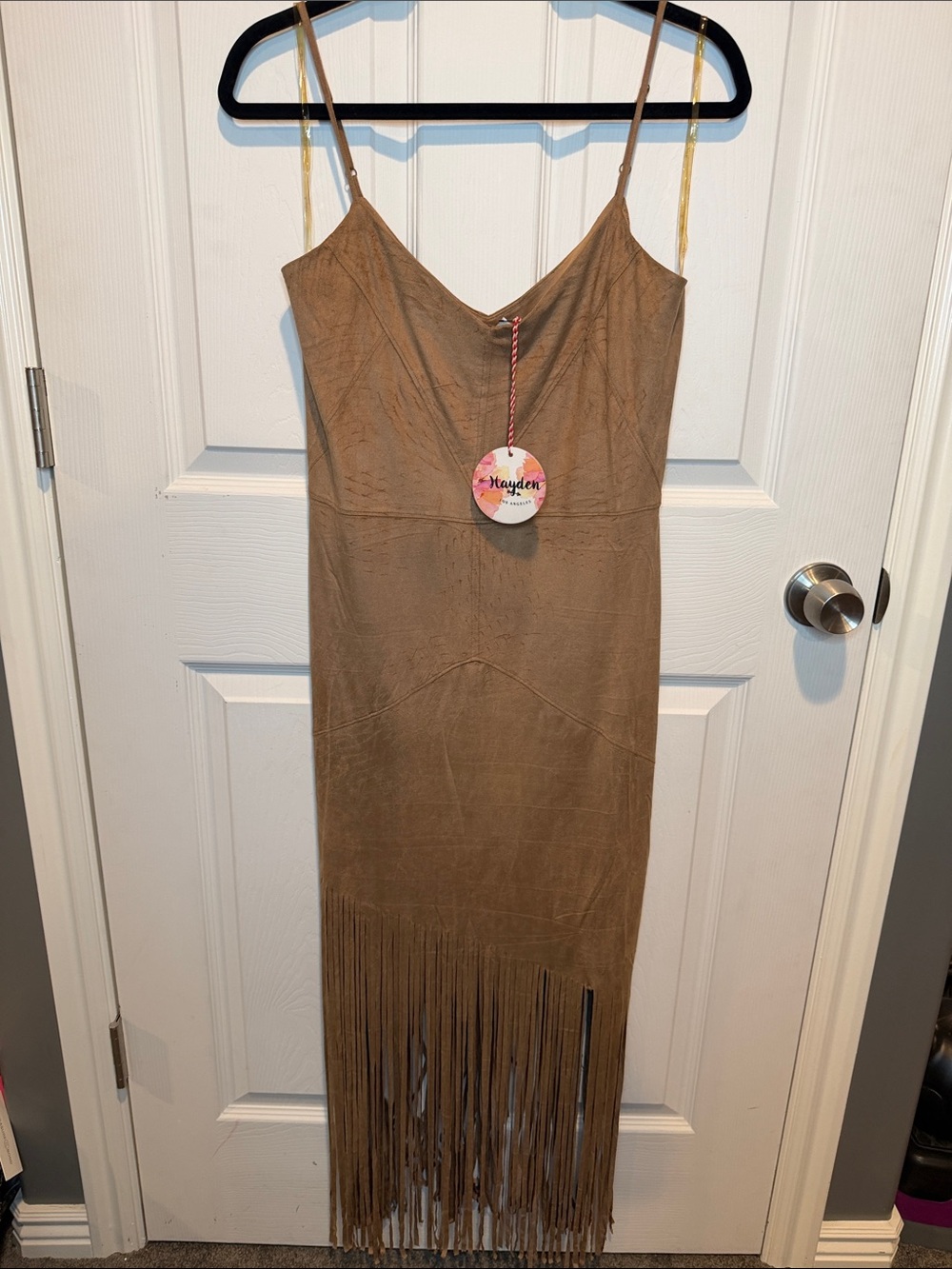 Hayden Tan Fringe Asymmetrical Slip Dress